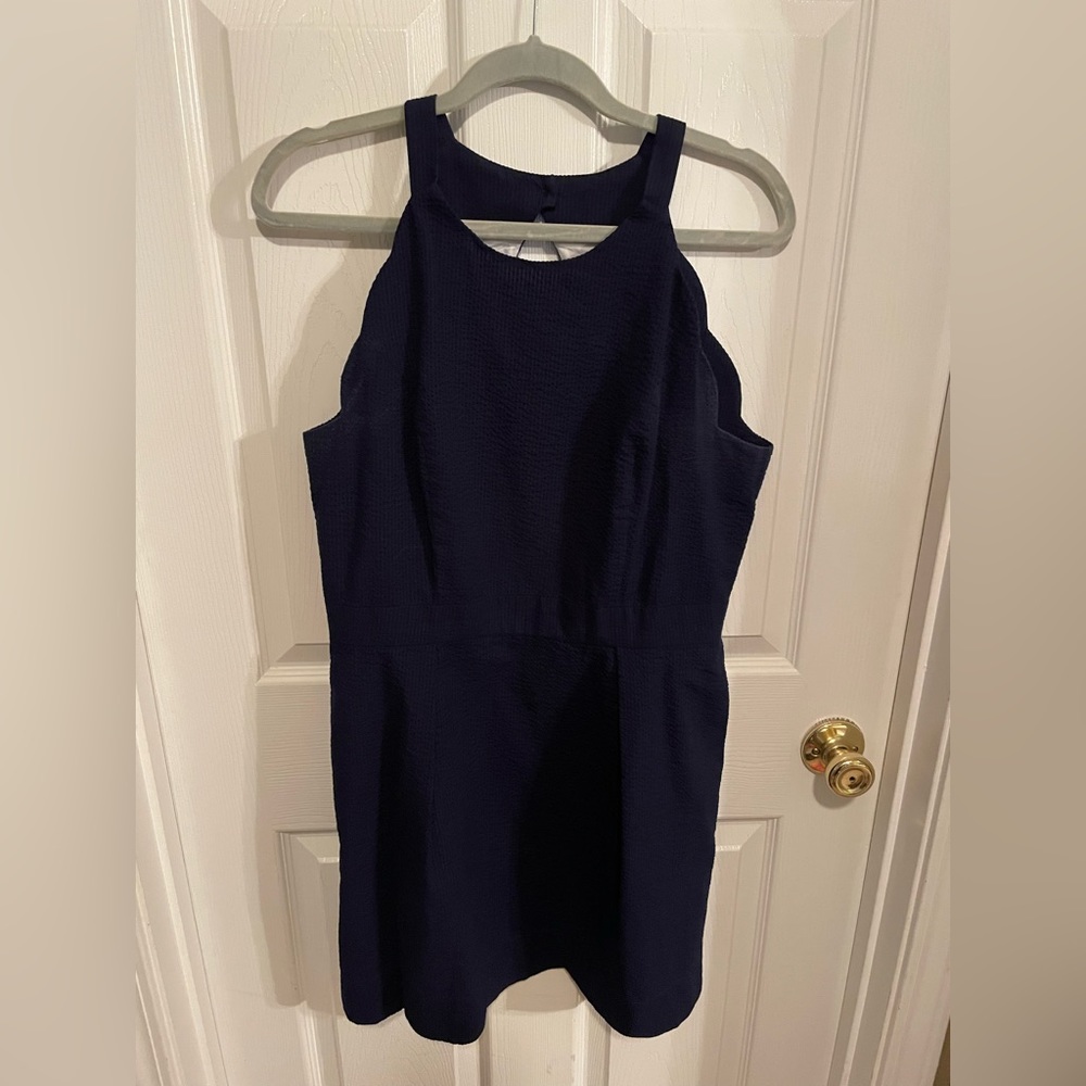 Lauren James- Navy Blue Scalloped Dress- Size Large